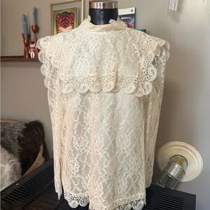 Patra Cream Lace Victorian-Inspired Blouse